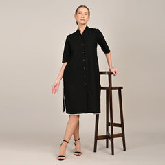 Dakota Set Of 2 - Long Shirt Jacket & Dress - Black & Beige