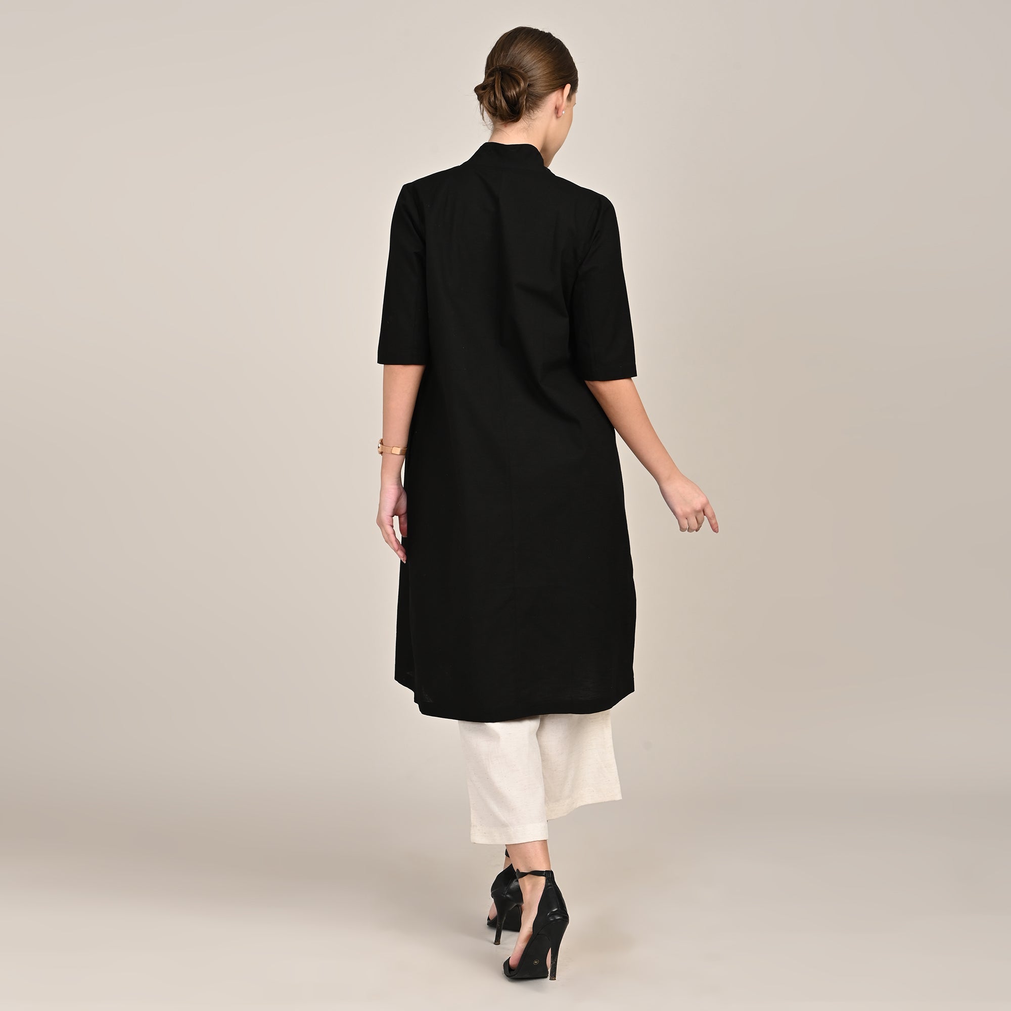 Dakota  Set of 3 - Long Shirt, Inner & Pants - Black & Ecru