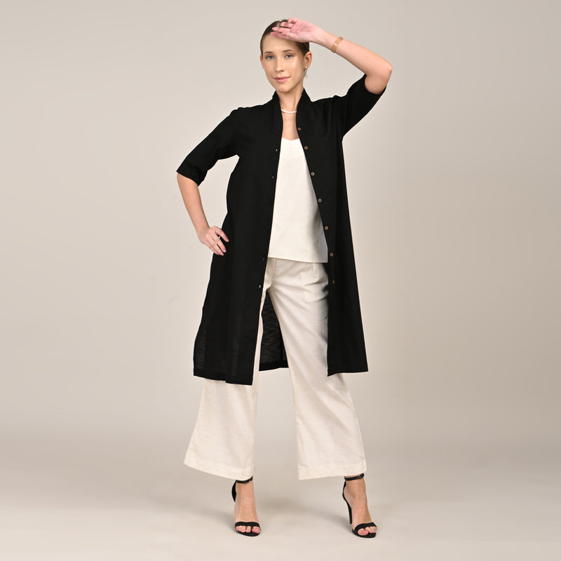 Dakota  Set of 3 - Long Shirt, Inner & Pants - Black & Ecru