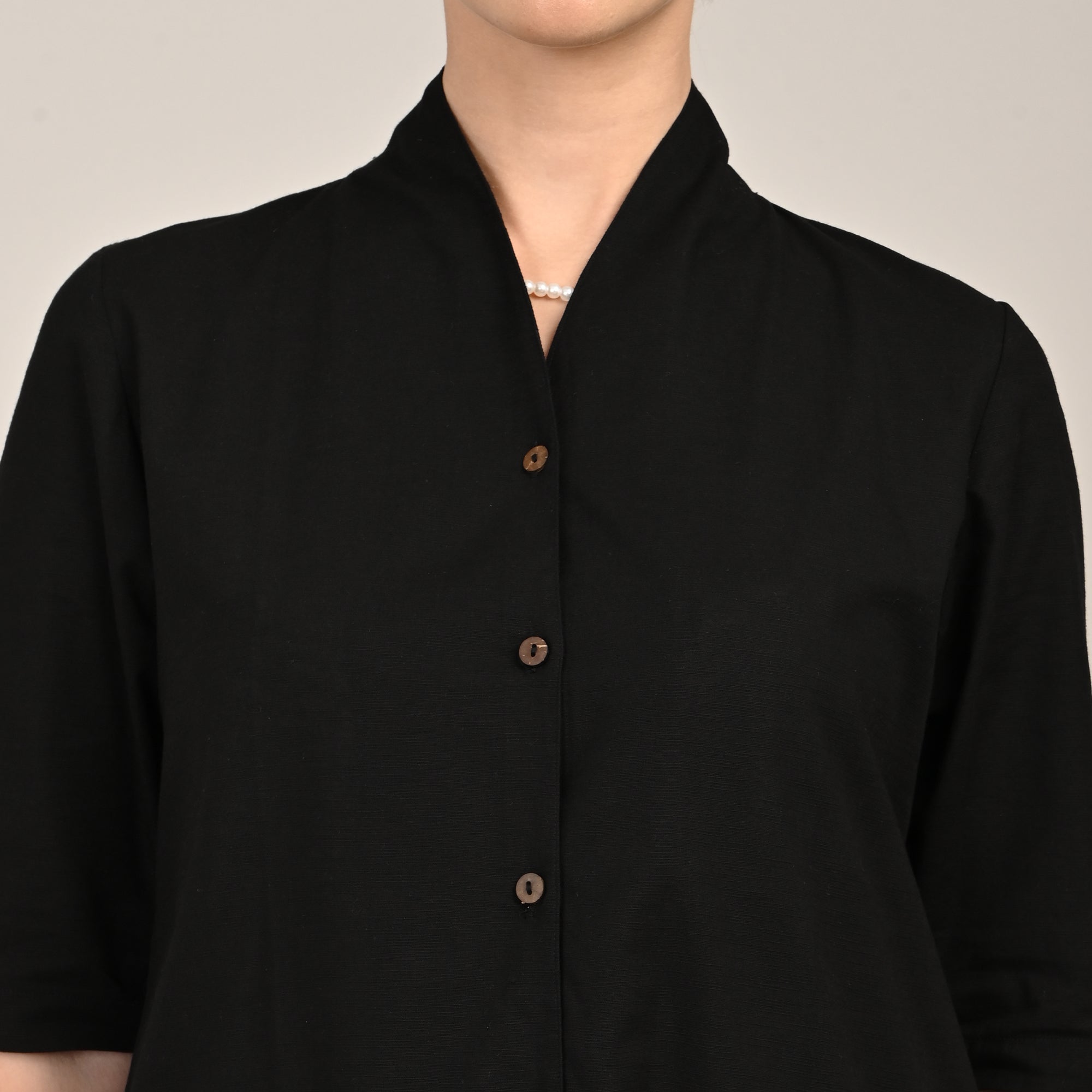 Dakota  Set of 3 - Long Shirt, Inner & Pants - Black & Ecru