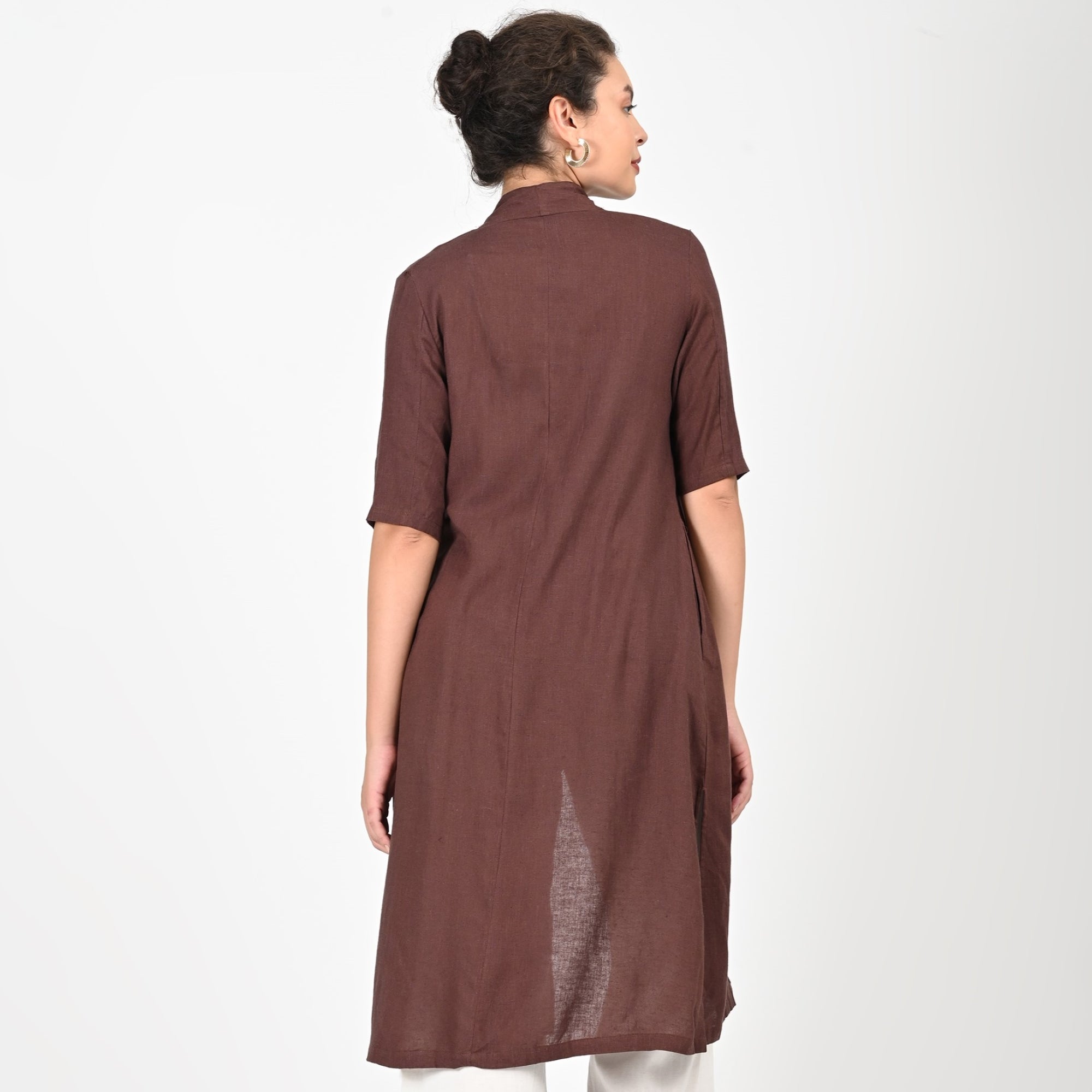 Dakota Set of 3 - Long Shirt, Inner & Pants - Coffee & Ecru