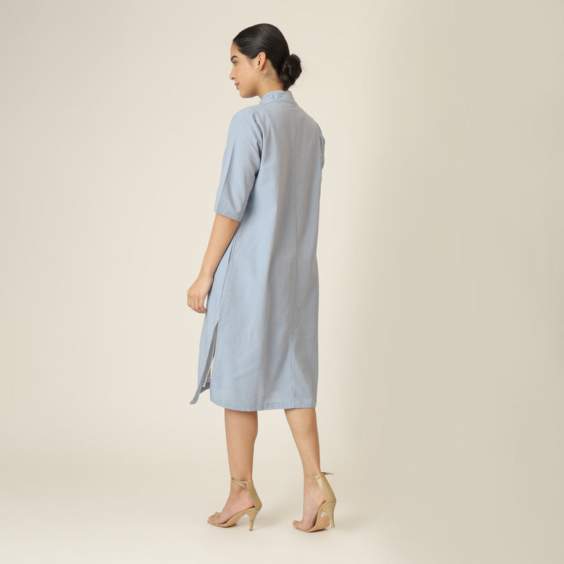 Dakota Long Shirt Jacket - Dusty Blue