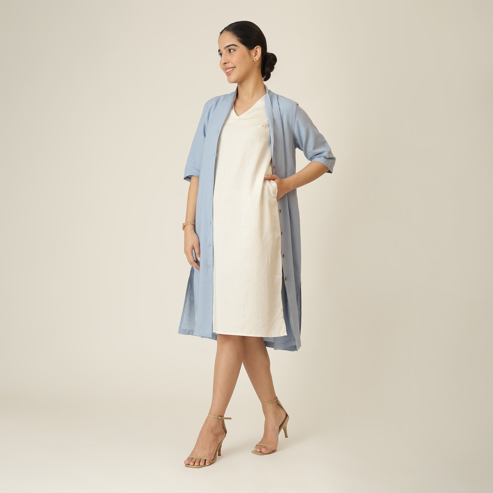 Dakota Long Shirt Jacket - Dusty Blue