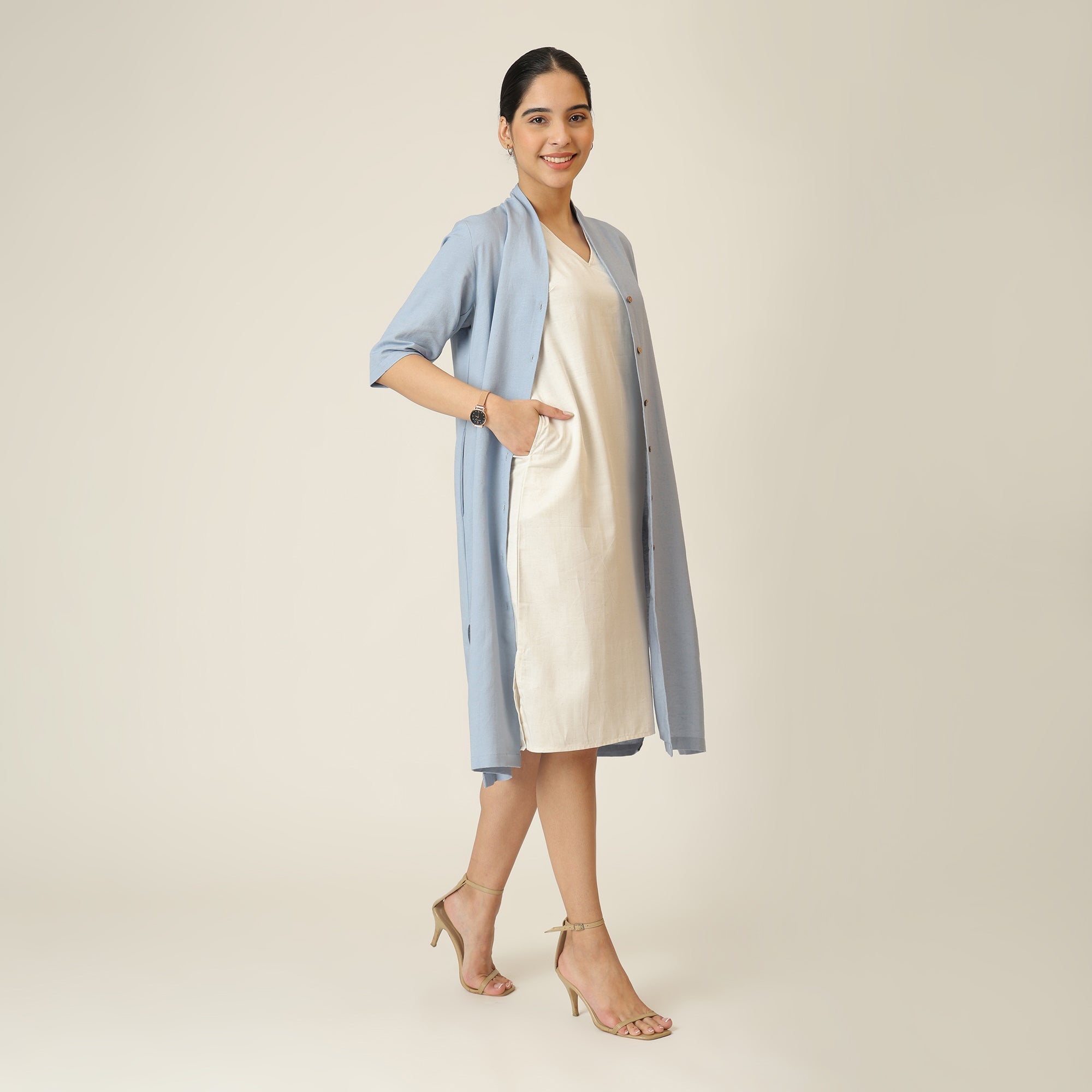 Dakota Long Shirt Jacket - Dusty Blue