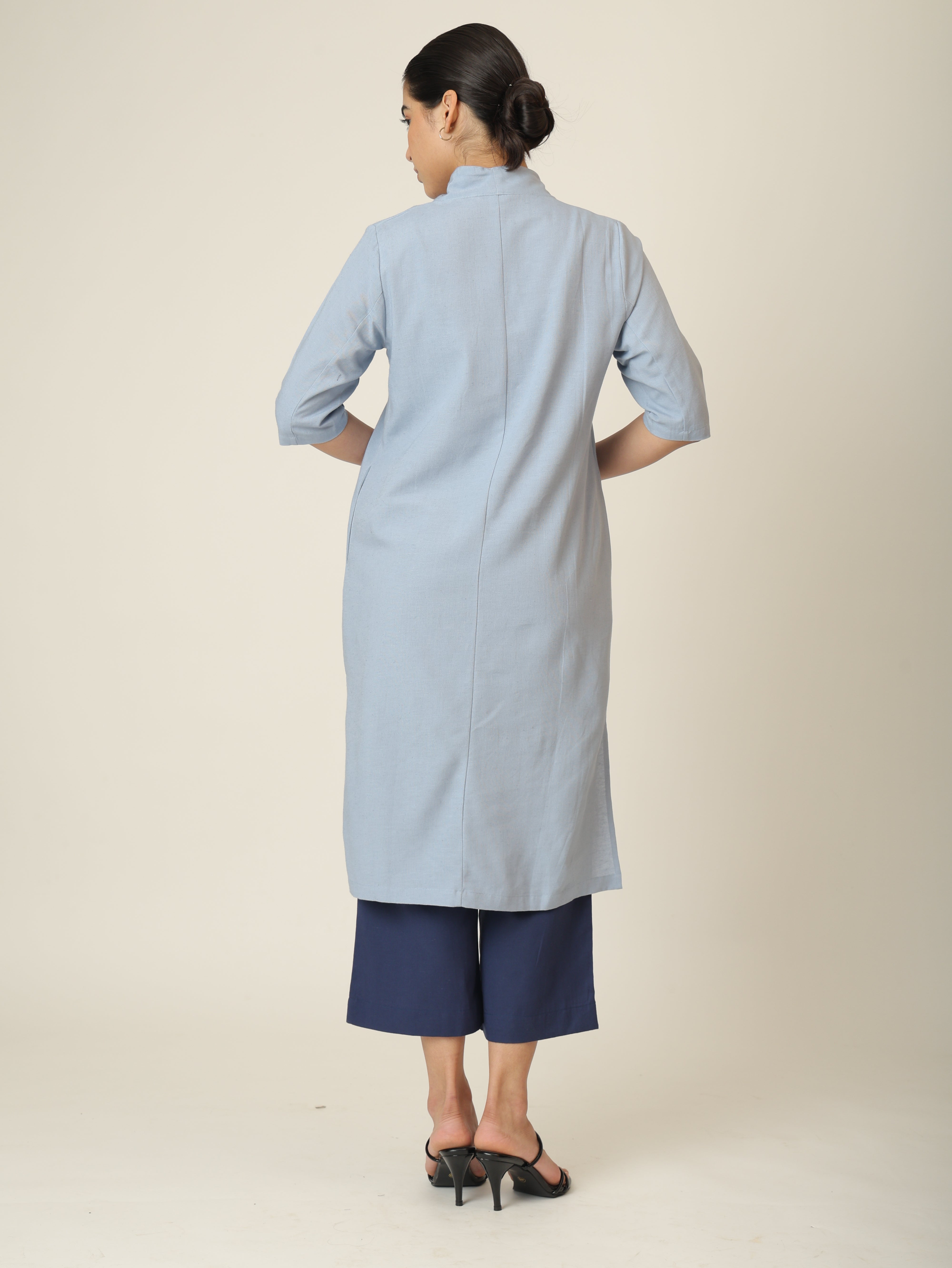 Dakota  Set of 3 - Long Shirt, Inner & Pants - Dusty Blue & Navy