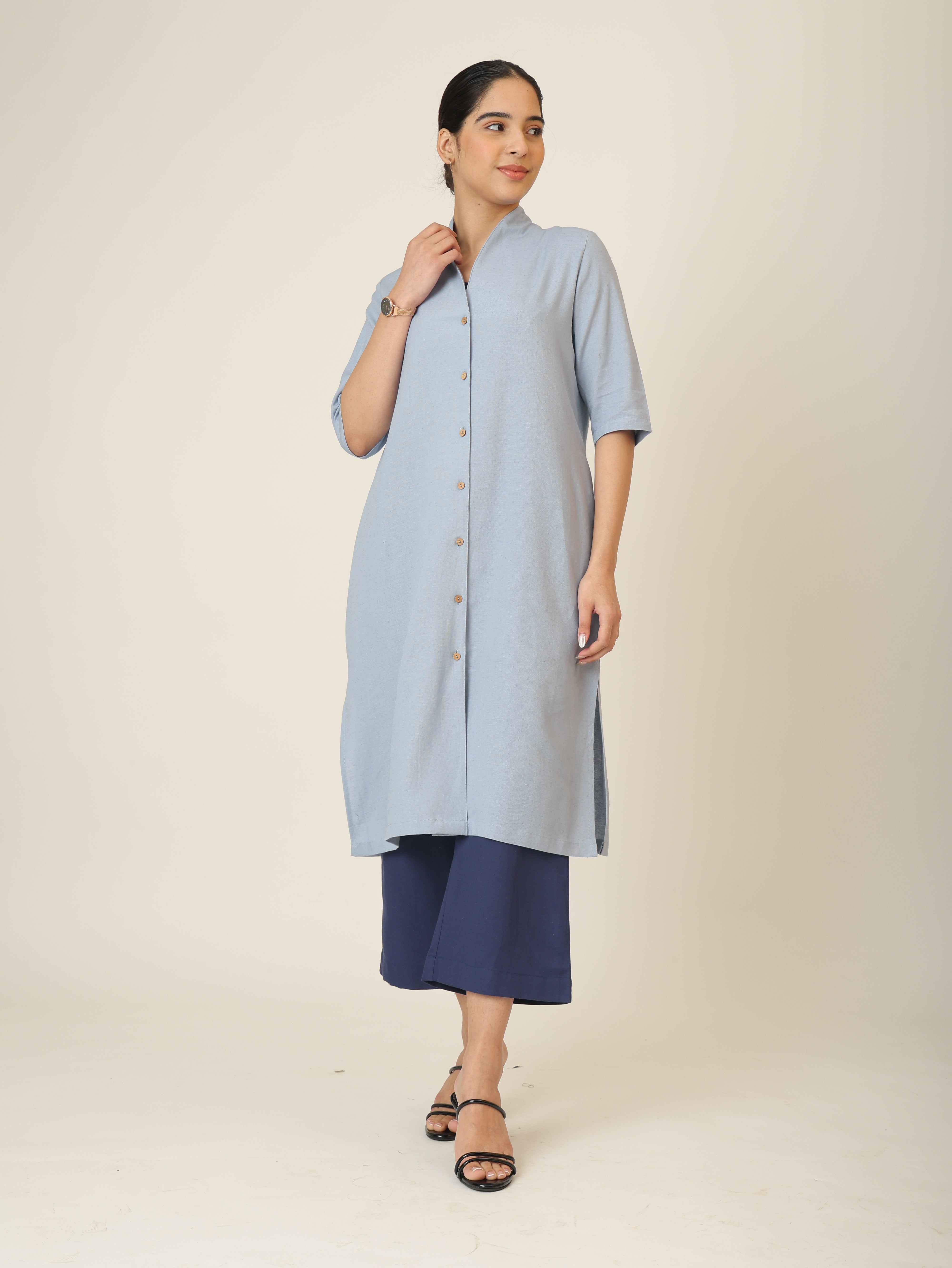 Dakota  Set of 3 - Long Shirt, Inner & Pants - Dusty Blue & Navy