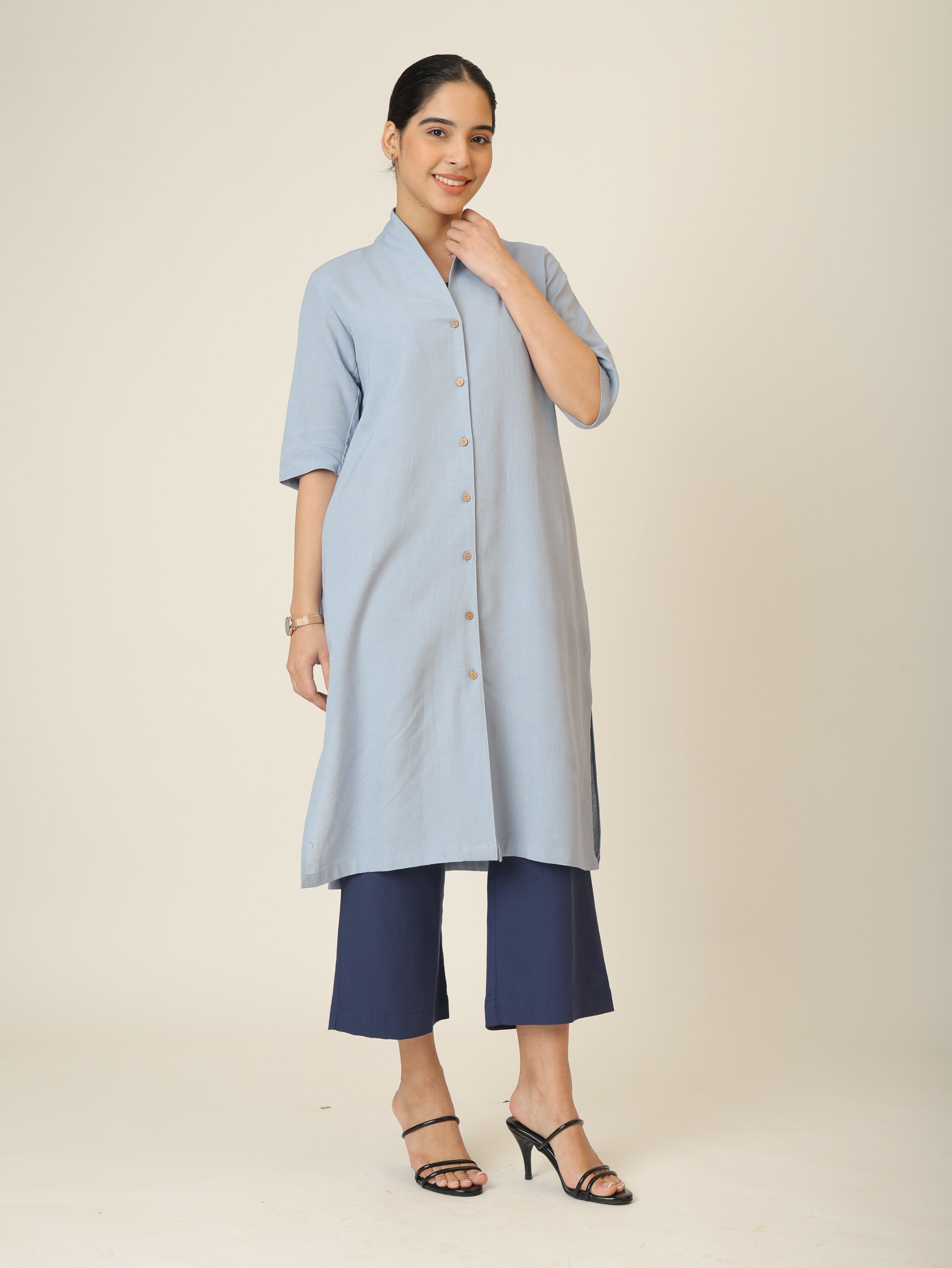 Dakota  Set of 3 - Long Shirt, Inner & Pants - Dusty Blue & Navy