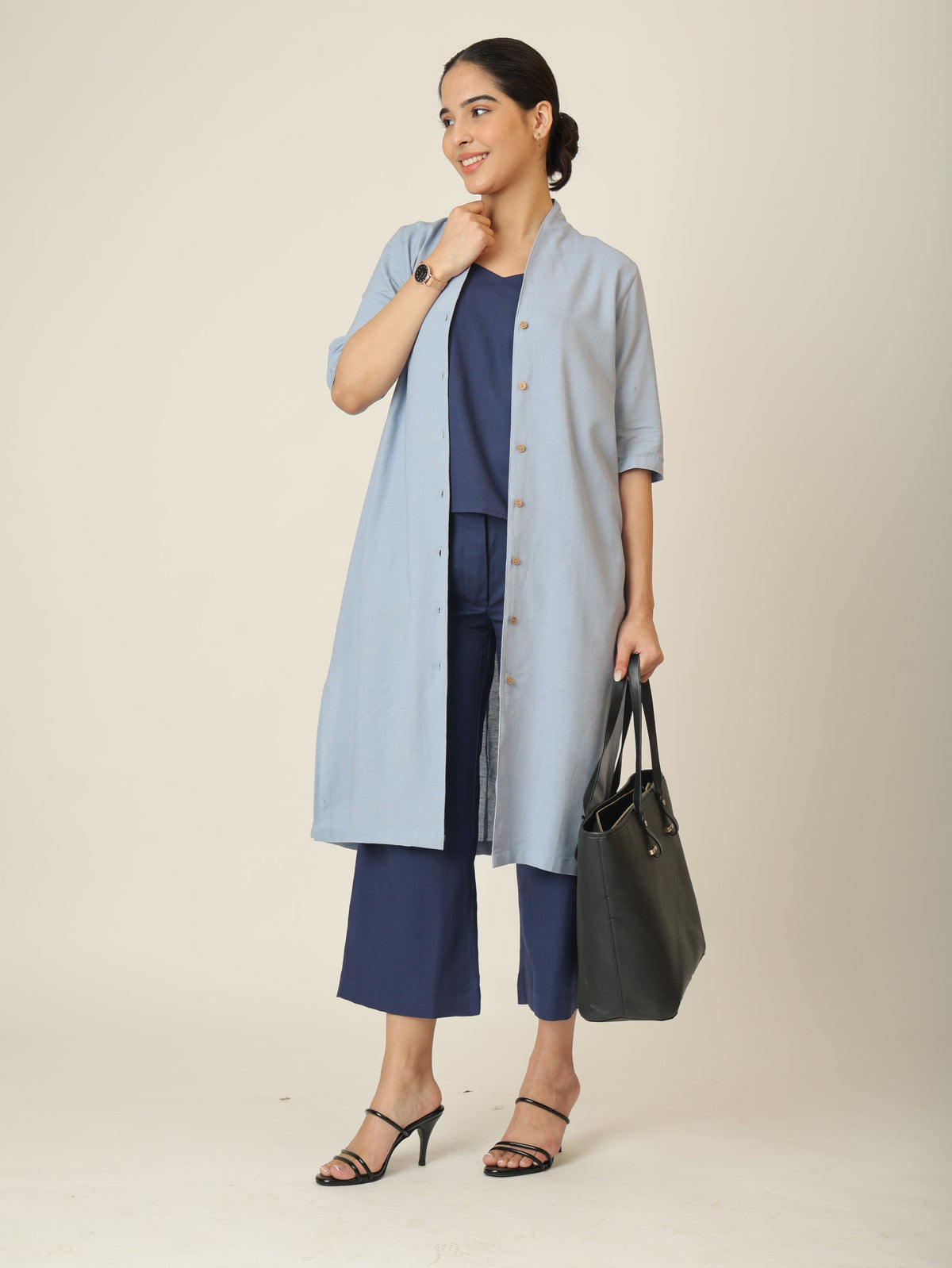 Dakota  Set of 3 - Long Shirt, Inner & Pants - Dusty Blue & Navy