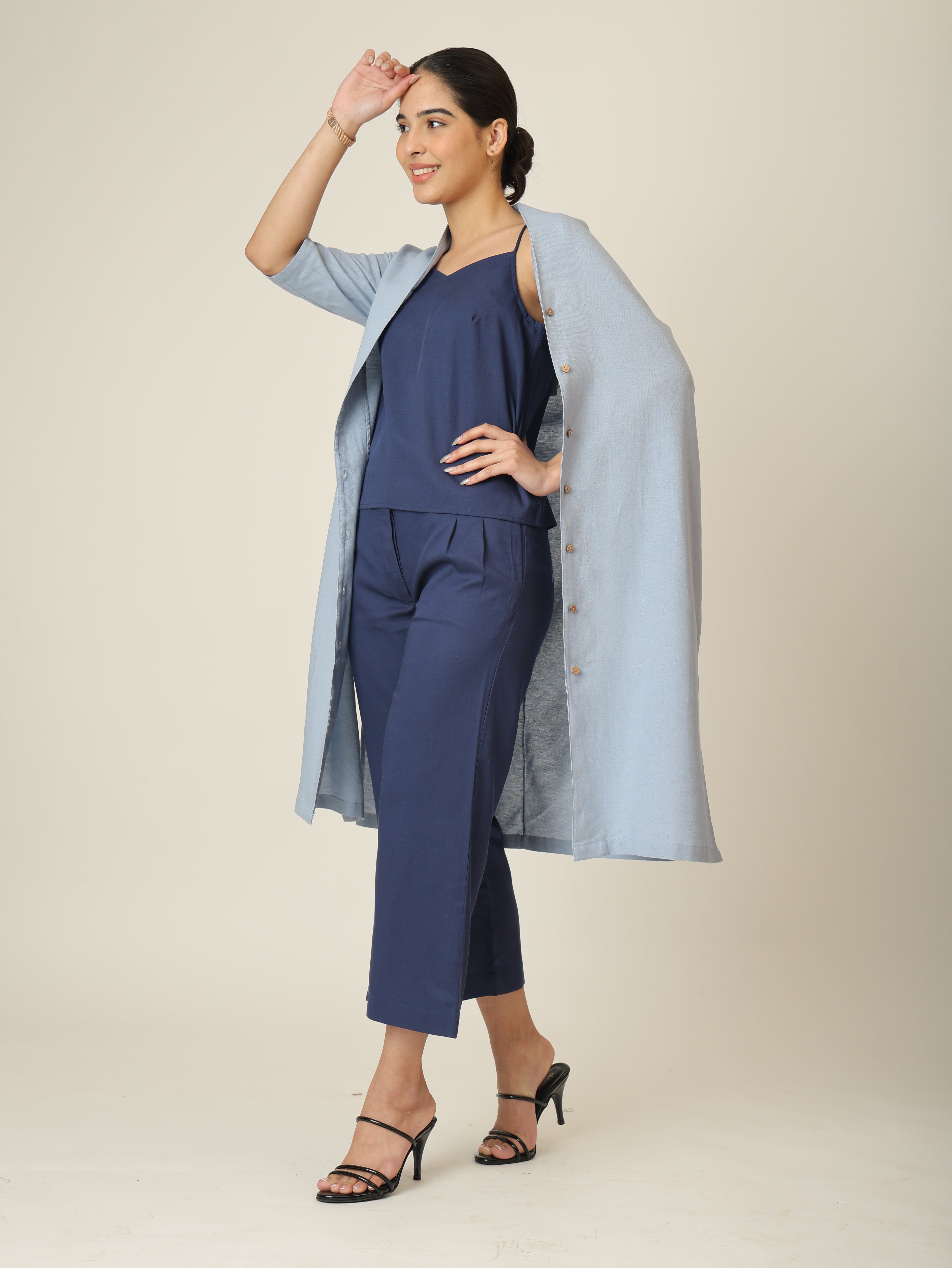 Dakota  Set of 3 - Long Shirt, Inner & Pants - Dusty Blue & Navy