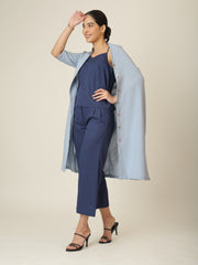 Dakota  Set of 3 - Long Shirt, Inner & Pants - Dusty Blue & Navy