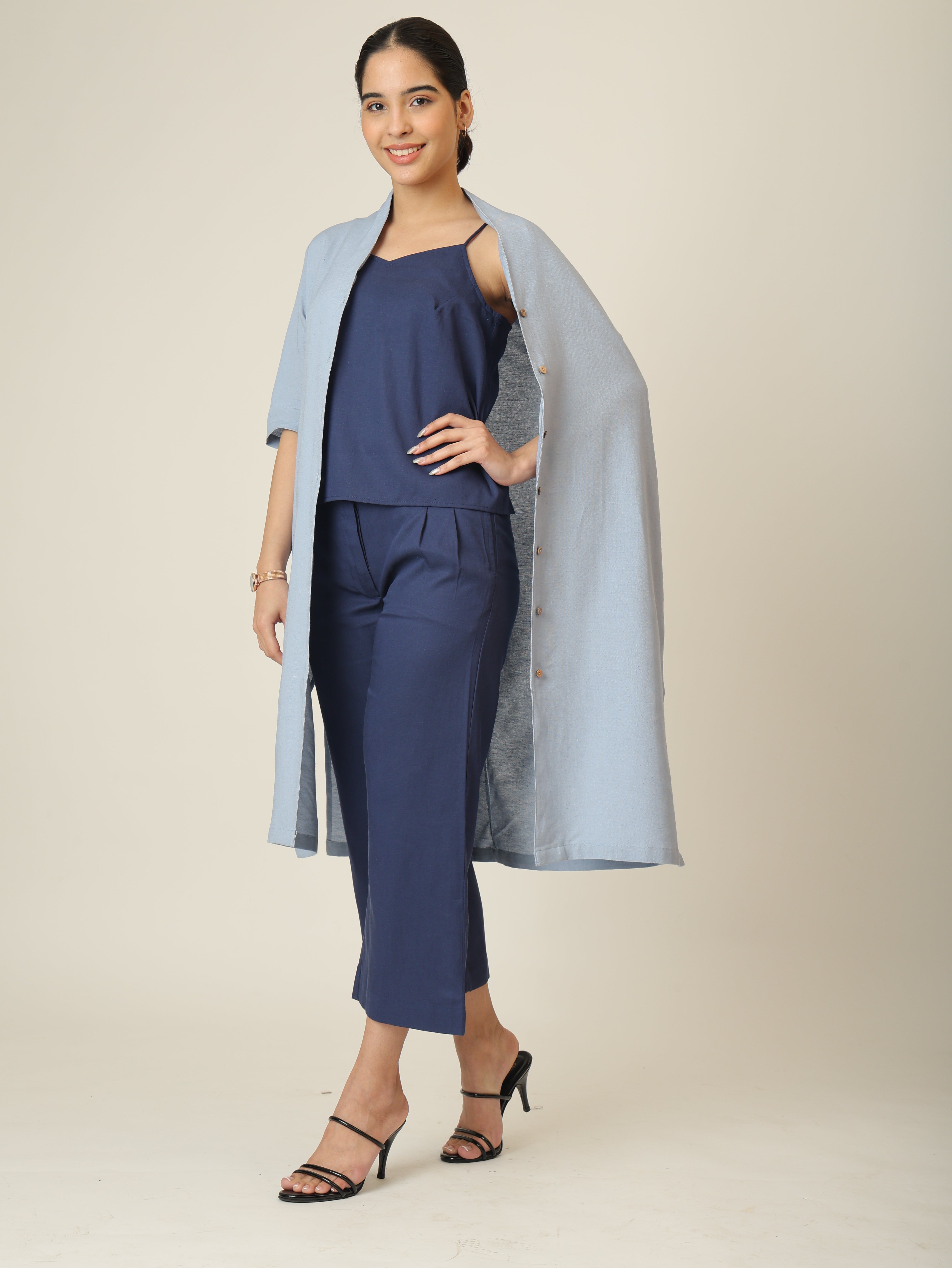 Dakota  Set of 3 - Long Shirt, Inner & Pants - Dusty Blue & Navy