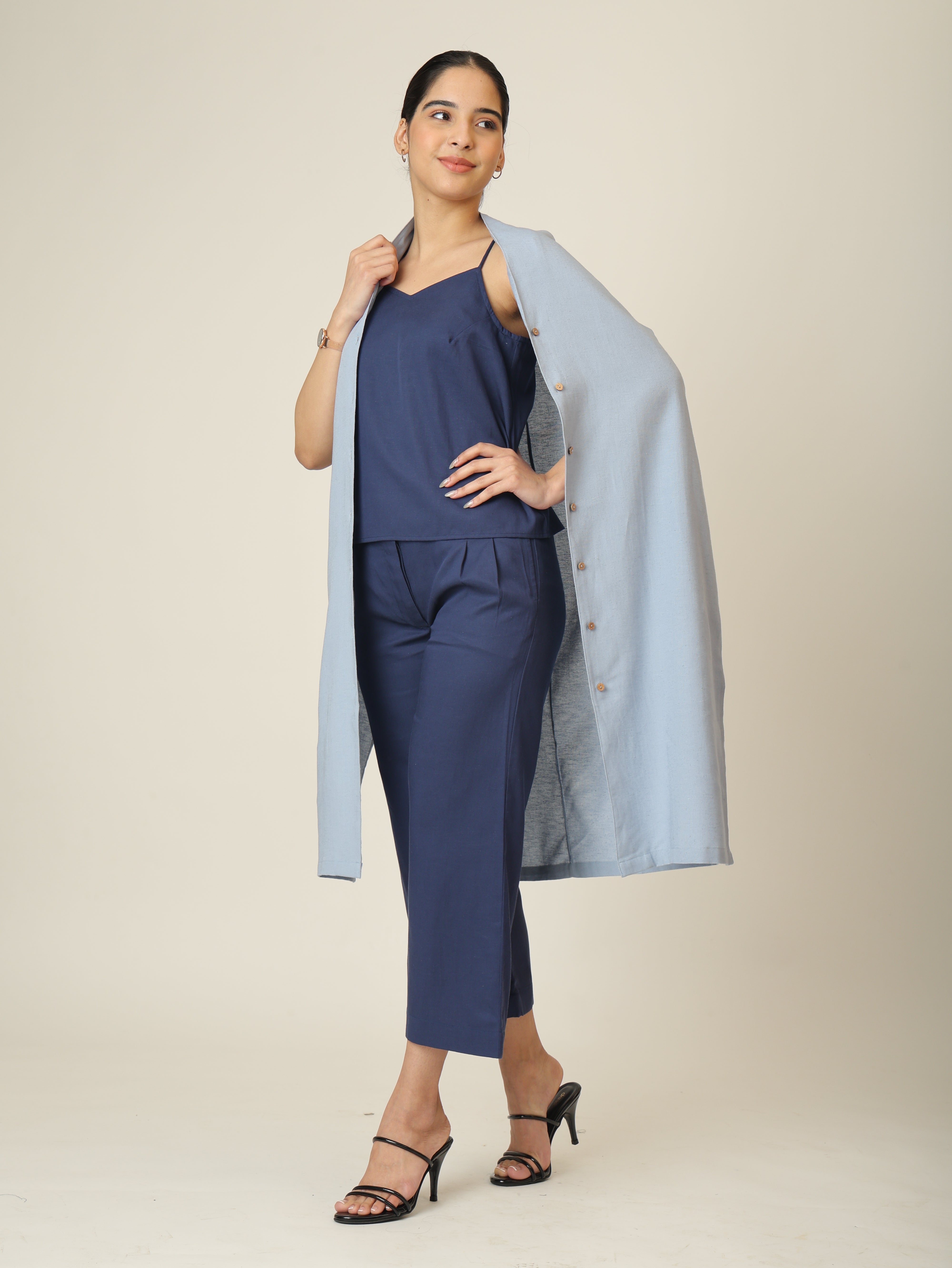 Dakota  Set of 3 - Long Shirt, Inner & Pants - Dusty Blue & Navy