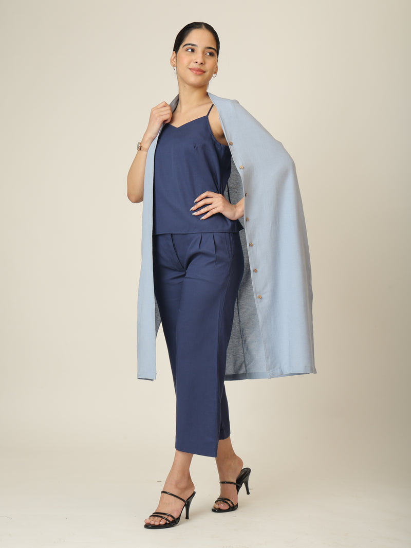 Dakota  Set of 3 - Long Shirt, Inner & Pants - Dusty Blue & Navy
