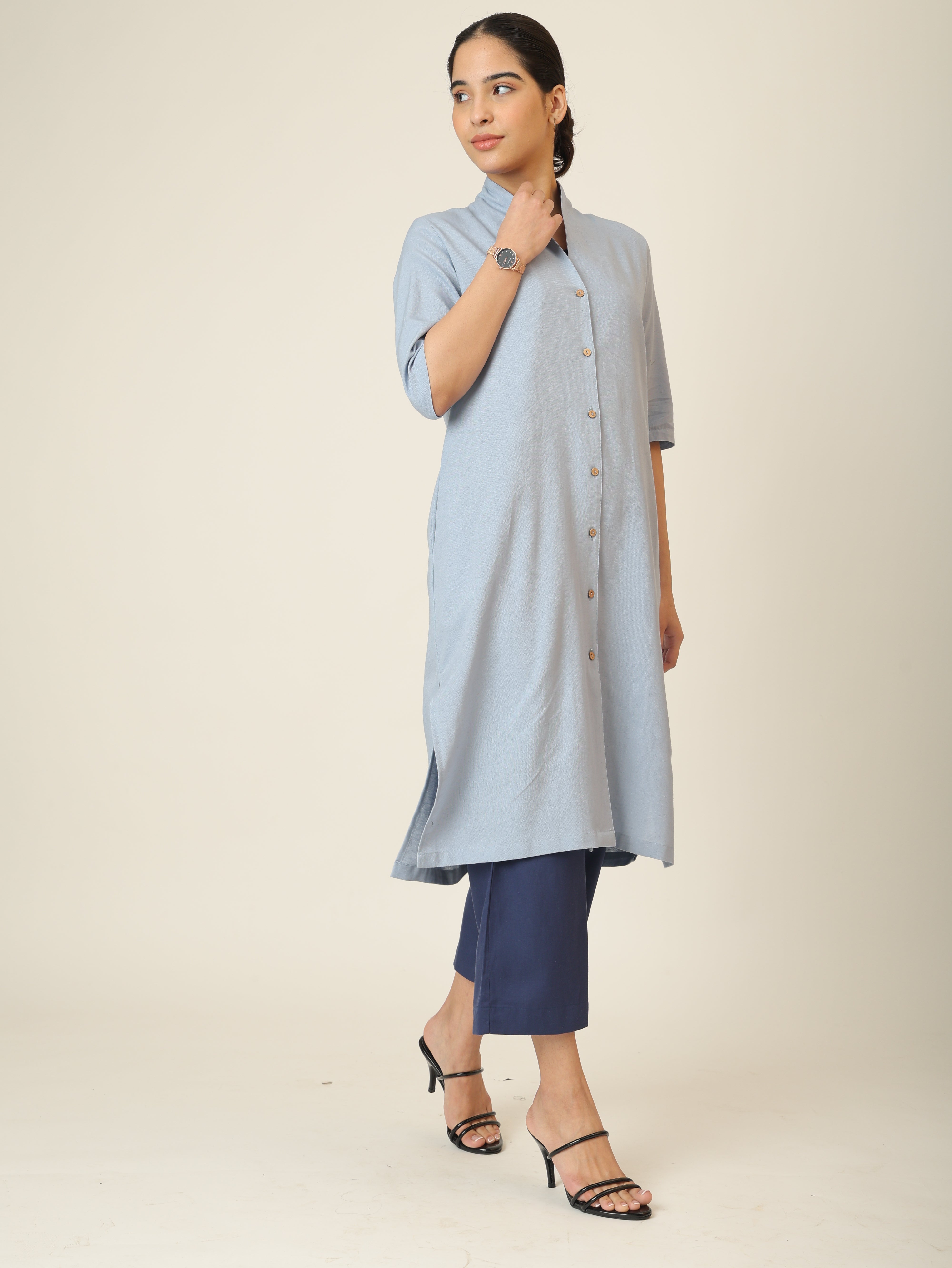 Dakota  Set of 3 - Long Shirt, Inner & Pants - Dusty Blue & Navy