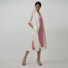 Dakota Set of 2 - Long Shirt & Slip Dress - Textured White & Dusty Pink