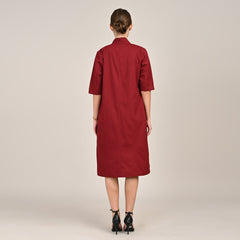 Dakota Set Of 2 - Long Shirt Jacket & Dress - Maroon & Black
