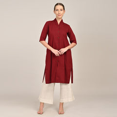 Dakota  Set of 3 - Long Shirt, Inner & Pants - Maroon & Beige
