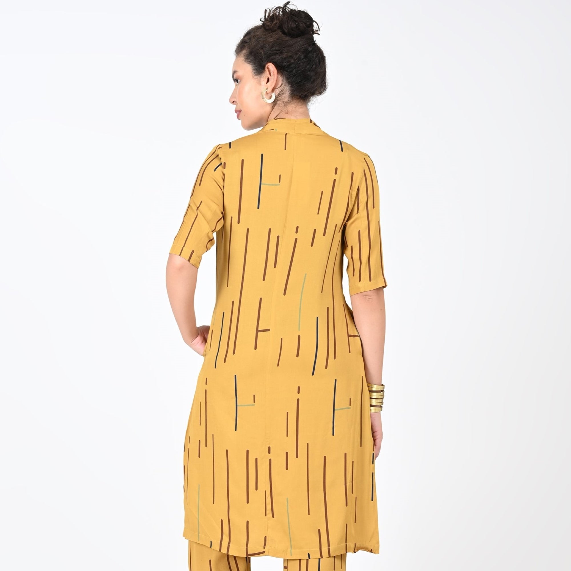 Dakota Long Shirt Jacket - Mustard Cedar Print - Limited Edition