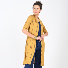 Dakota Long Shirt Jacket - Mustard Cedar Print - Limited Edition