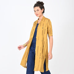 Dakota Long Shirt Jacket - Mustard Cedar Print - Limited Edition