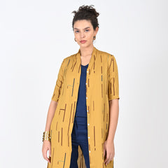 Dakota Long Shirt Jacket - Mustard Cedar Print - Limited Edition