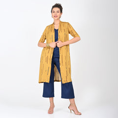 Dakota Long Shirt Jacket - Mustard Cedar Print - Limited Edition