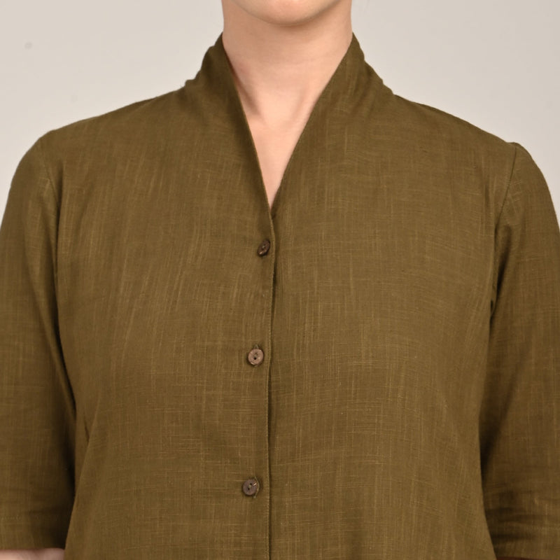 Dakota Set Of 2 - Long Shirt Jacket & Dress - Olive & Greige