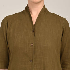 Dakota Set Of 2 - Long Shirt Jacket & Dress - Olive & Greige