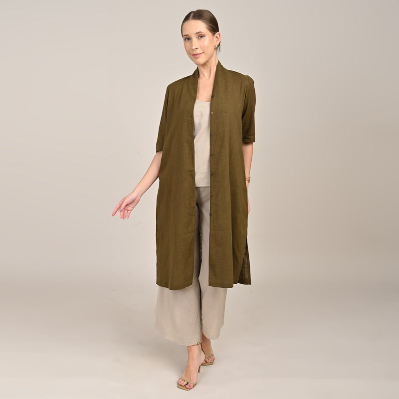 Dakota  Set of 3 - Long Shirt, Inner & Pants - Olive & Greige
