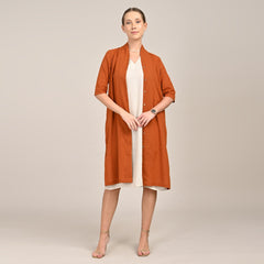 Dakota Set Of 2 - Long Shirt Jacket & Dress - Orange & Beige