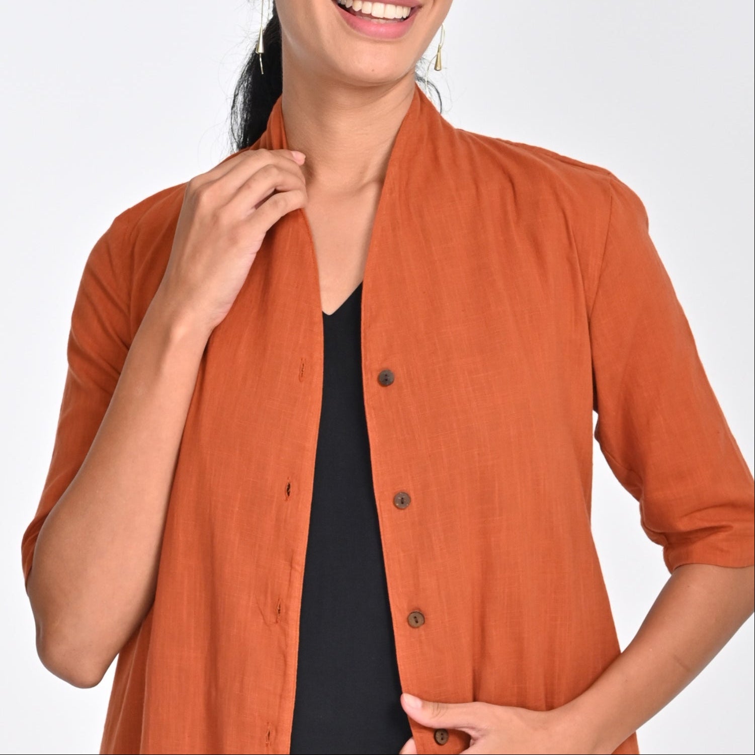 Dakota Set Of 2 - Long Shirt Jacket & Dress - Autumn Rust & Black