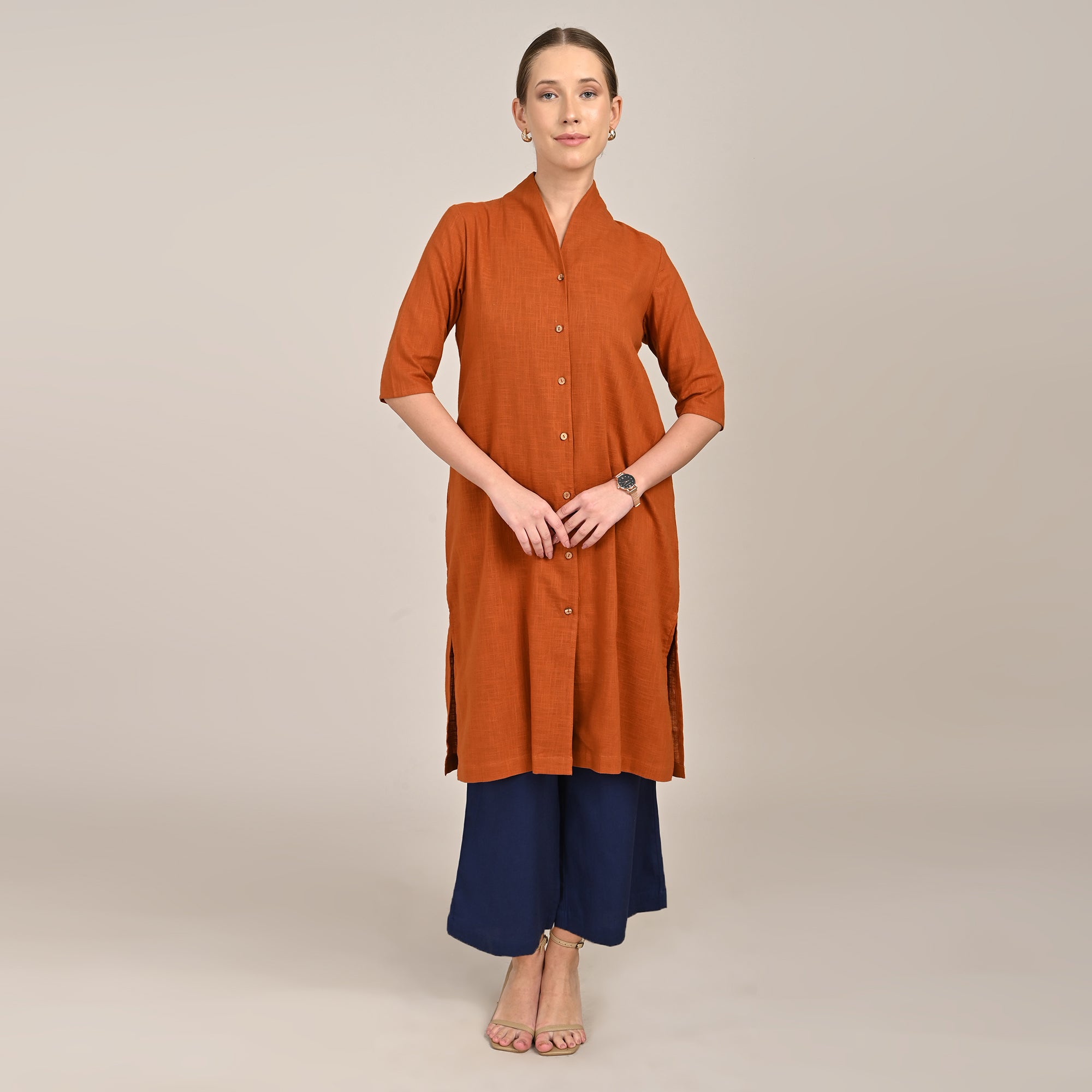 Dakota  Set of 3 - Long Shirt, Inner & Pants - Orange & Navy