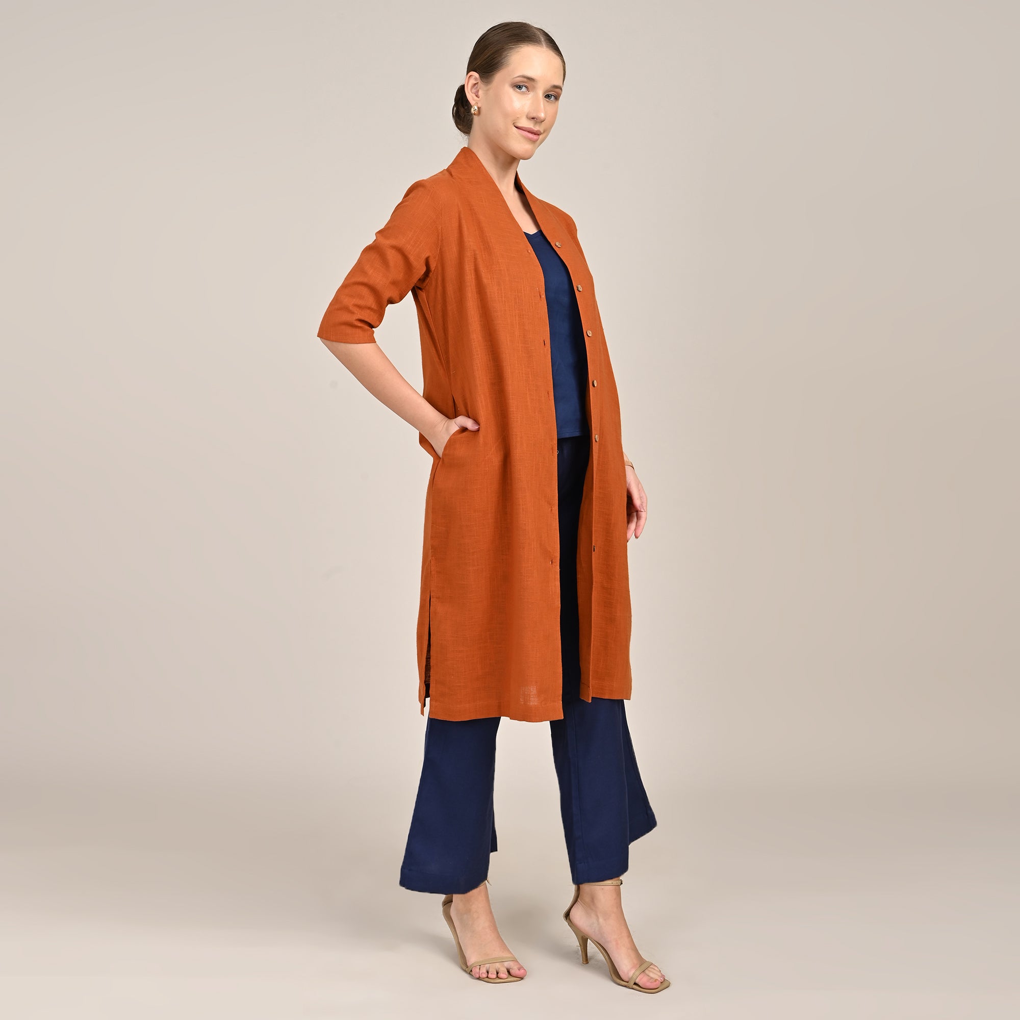 Dakota  Set of 3 - Long Shirt, Inner & Pants - Orange & Navy
