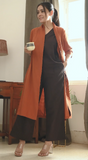 Dakota Set Of 3 - Overlay, Top & Pants - Coffee Brown & Autumn Rust