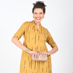 Dakota Long Shirt Jacket - Mustard Cedar Print - Limited Edition