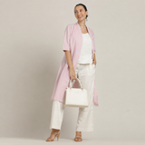 Dakota Shawl Collar Long Shirt Jacket - Pastel Pink
