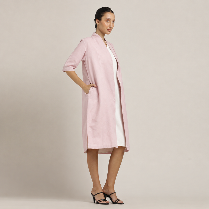 Dakota Dress & Jacket Set - Overlay & Midi Dress - Pastel Pink & Ecru