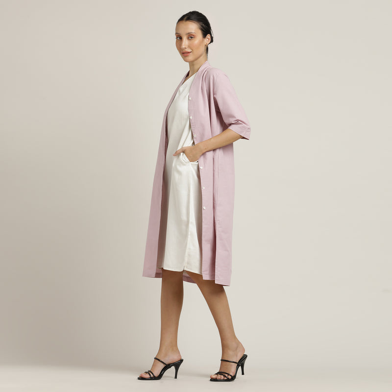 Dakota Dress & Jacket Set - Overlay & Midi Dress - Pastel Pink & Ecru