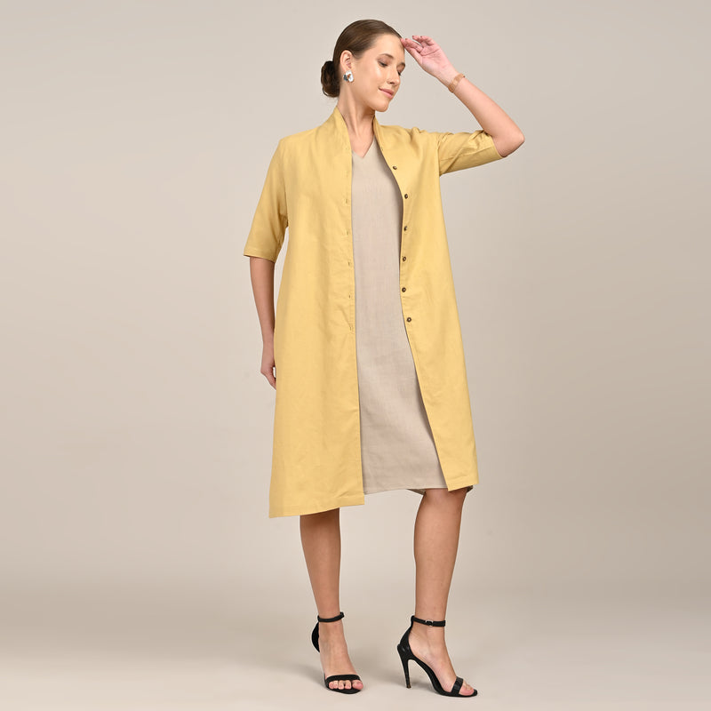 Jackie V-Neck Sleeveless Midi Dress - Greige