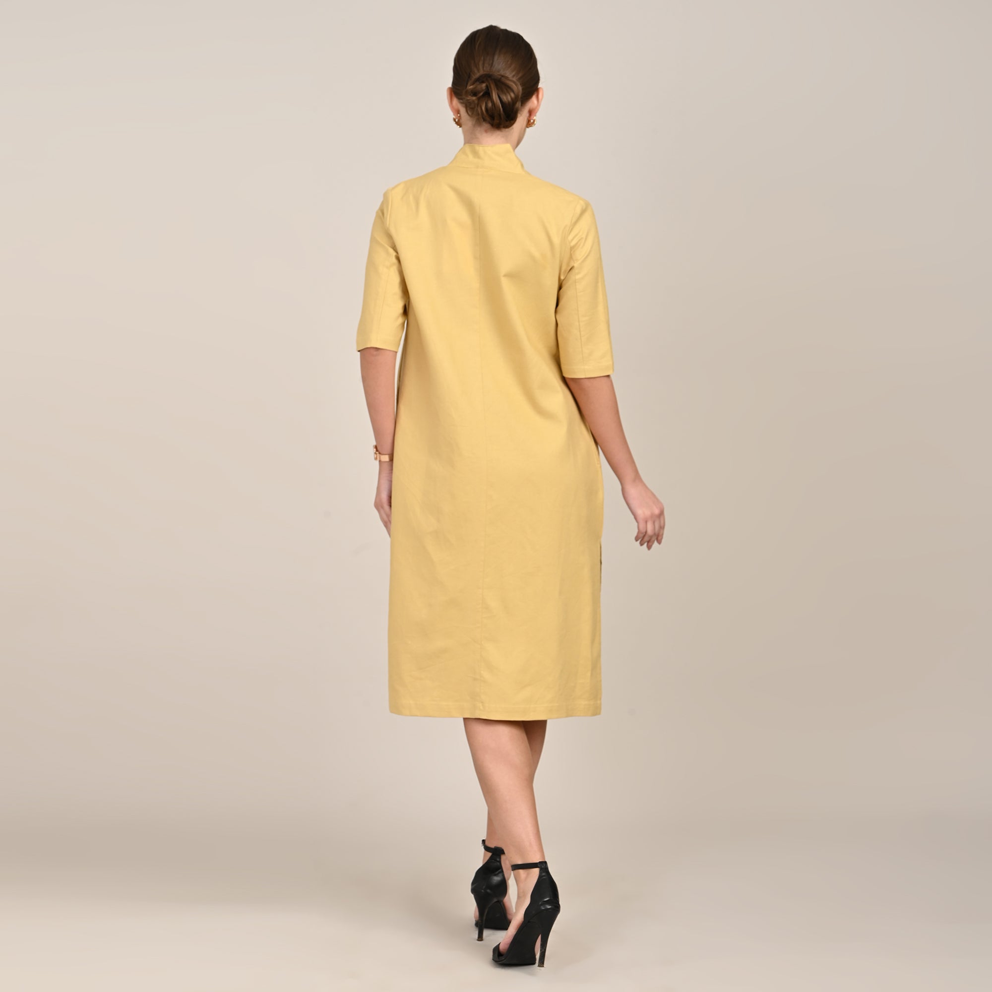 Dakota Set Of 2 - Long Shirt Jacket & Dress - Yellow & Greige