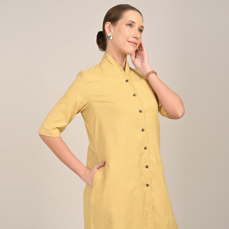 Dakota Set Of 2 - Long Shirt Jacket & Dress - Yellow & Greige