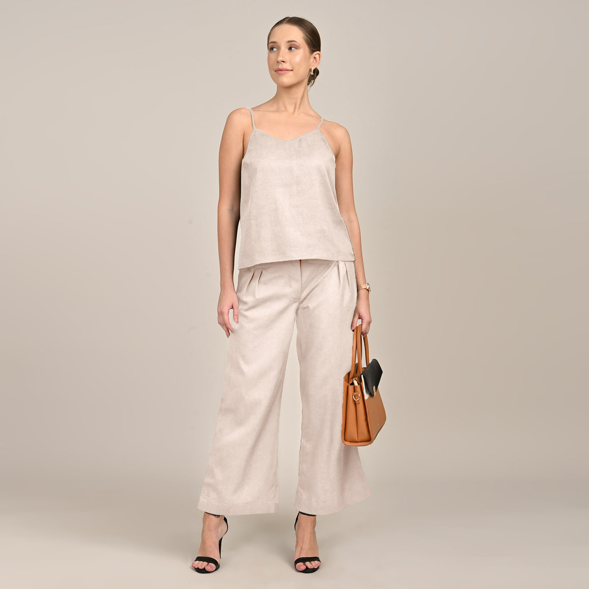 Barrel Leg Pants - Greige