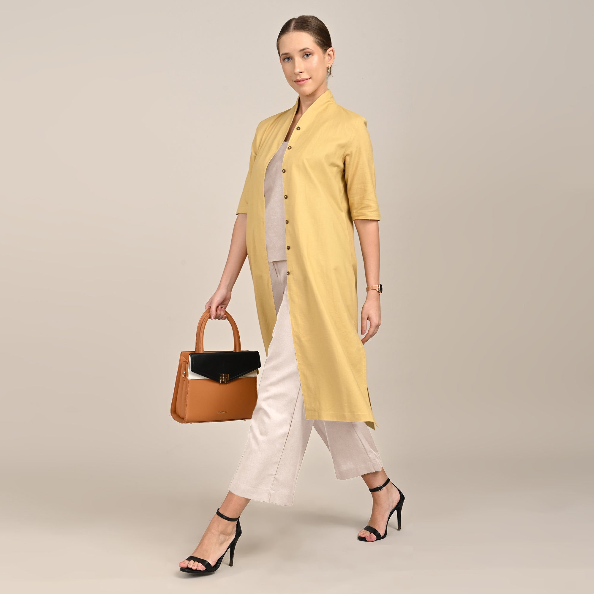 Barrel Leg Pants - Greige