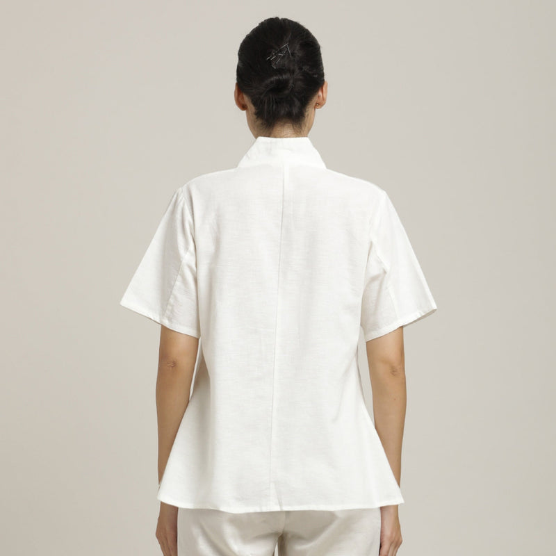 Klara Set Of 2 - Shawl Collar Top & Barrel Leg Pants - Ecru