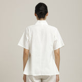 Klara Set Of 2 - Shawl Collar Top & Barrel Leg Pants - Ecru