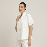 Klara Shawl Collar Top - Ecru