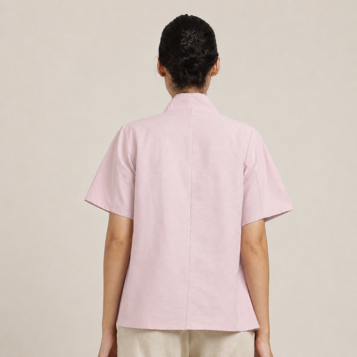 Klara Shawl Collar Top - Pastel Pink