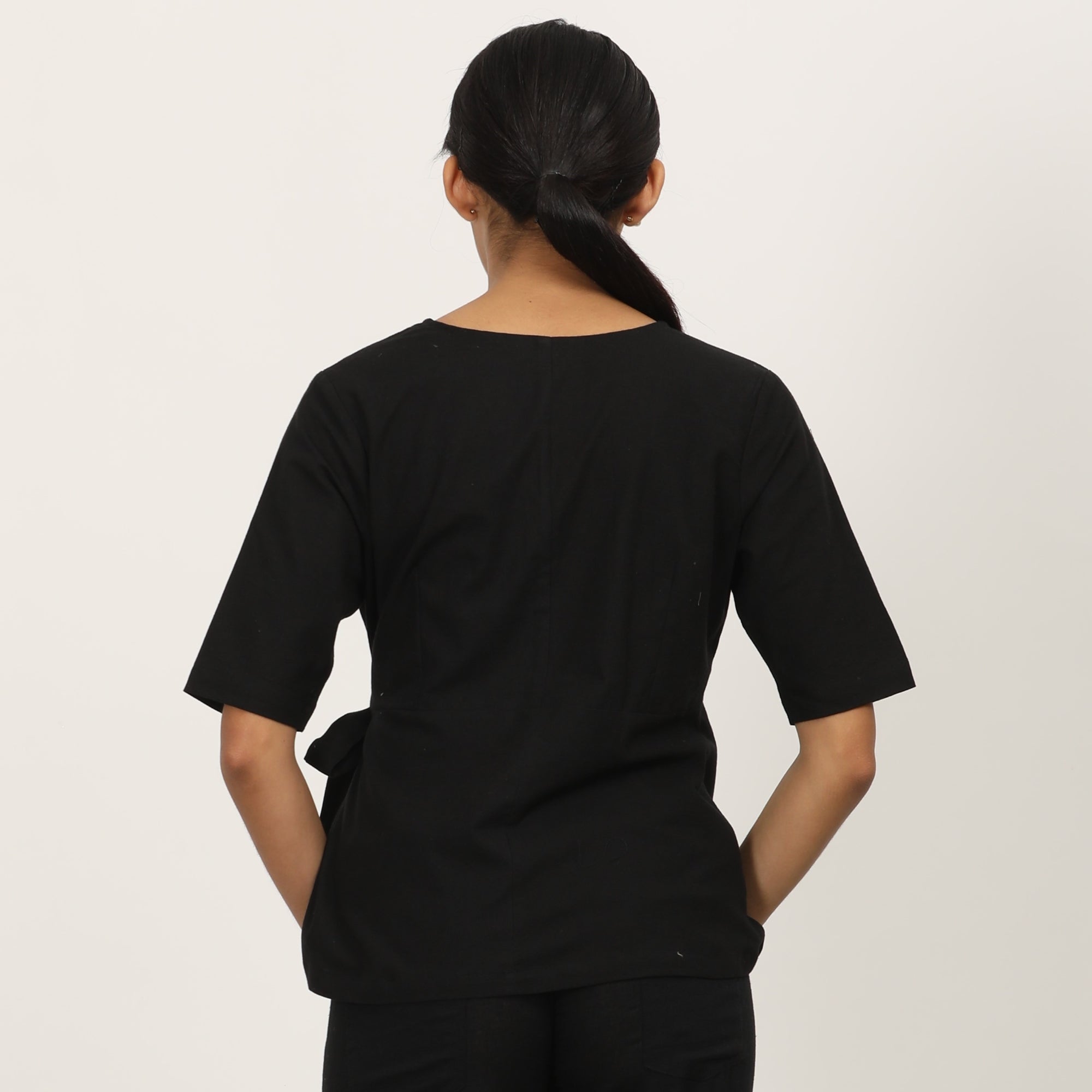 Evelyn Wrap Top - Black