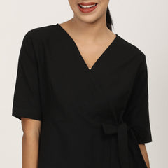 Evelyn Wrap Top - Black