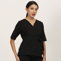 Evelyn Wrap Top - Black